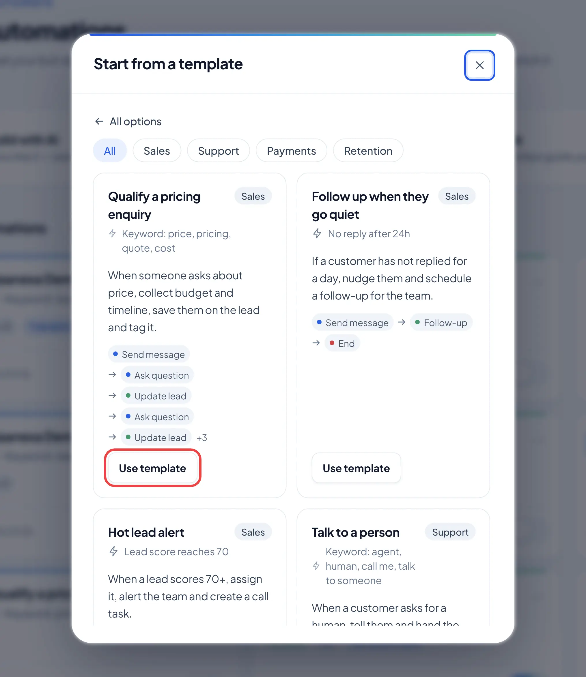 Automation use template